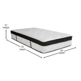 English Elm 12 Inch CertiPUR-US Certified Memory Foam & Pocket Spring Mattress, Twin Mattress in a Box