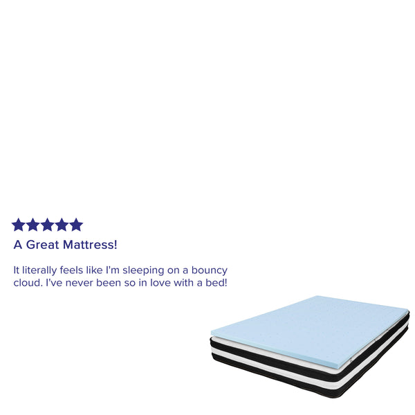 English Elm Full 10 Inch CertiPUR-US Certified Foam Pocket Spring Mattress & 2 inch Gel Memory Foam Topper Bundle