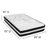 English Elm Twin 10 Inch CertiPUR-US Certified Foam Pocket Spring Mattress & 2 inch Gel Memory Foam Topper Bundle