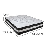 English Elm Full 12 Inch CertiPUR-US Certified Foam Pocket Spring Mattress & 2 inch Gel Memory Foam Topper Bundle