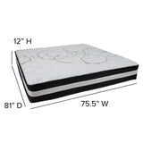 English Elm King 12 Inch CertiPUR-US Certified Foam Pocket Spring Mattress & 2 inch Gel Memory Foam Topper Bundle