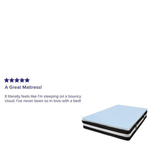 English Elm Queen 12 Inch CertiPUR-US Certified Foam Pocket Spring Mattress & 3 inch Gel Memory Foam Topper Bundle