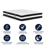 English Elm 12 Inch CertiPUR-US Certified Hybrid Pocket Spring Mattress, Queen Mattress in a Box