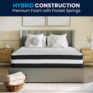 English Elm 12 Inch CertiPUR-US Certified Hybrid Pocket Spring Mattress, Queen Mattress in a Box