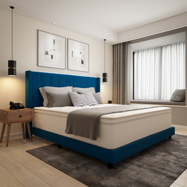 English Elm Commercial Grade Hospitality Grade Commercial King Mattress in a Box 14 Inch, Premium Memory Foam Hybrid Pocket Spring Mattress with Reinforced Edge Support