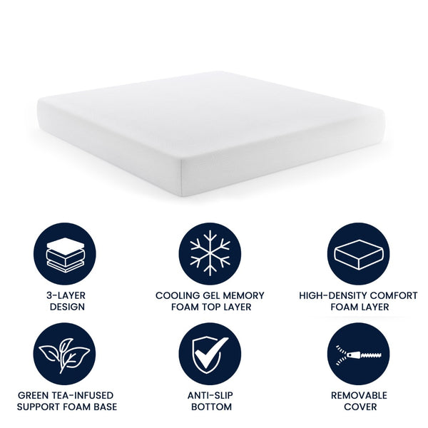 English Elm Green Tea Cooling Gel 3-Layer Memory Foam 10" King Mattress in a Box with CertiPUR-US Certification, Washable Cover, and Pressure Relief