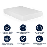 English Elm Green Tea Cooling Gel 4-Layer Memory Foam 10" Full Mattress in a Box with CertiPUR-US Certification, Washable Cover, and Pressure Relief