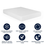 English Elm Green Tea Cooling Gel 4-Layer Memory Foam 10" Queen Mattress in a Box with CertiPUR-US Certification, Washable Cover, and Pressure Relief