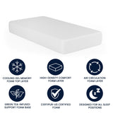 English Elm Green Tea Cooling Gel 4-Layer Memory Foam 10" Twin Mattress in a Box with CertiPUR-US Certification, Washable Cover, and Pressure Relief