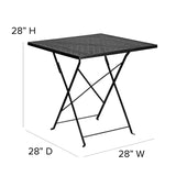 English Elm Commercial Grade Commercial Grade 28" Square Indoor-Outdoor Steel Folding Patio Table