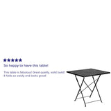 English Elm Commercial Grade Commercial Grade 28" Square Indoor-Outdoor Steel Folding Patio Table