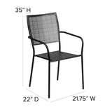 English Elm Commercial Grade Commercial Grade Indoor-Outdoor Steel Patio Arm Chair with Square Back