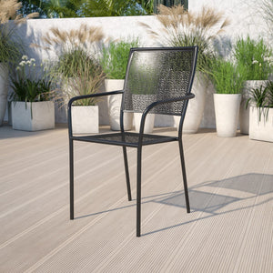 English Elm Commercial Grade Commercial Grade Indoor-Outdoor Steel Patio Arm Chair with Square Back