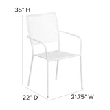 English Elm Commercial Grade Commercial Grade Indoor-Outdoor Steel Patio Arm Chair with Square Back