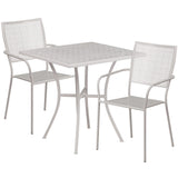 English Elm Commercial Grade Commercial Grade 28" Square Indoor-Outdoor Steel Patio Table Set with 2 Square Back Chairs