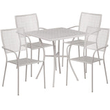 English Elm Commercial Grade Commercial Grade 28" Square Indoor-Outdoor Steel Patio Table Set with 4 Square Back Chairs