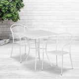 English Elm Commercial Grade Commercial Grade 28" Square Indoor-Outdoor Steel Patio Table Set with 2 Round Back Chairs