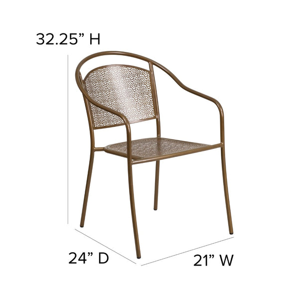 English Elm Commercial Grade Commercial Grade Indoor-Outdoor Steel Patio Arm Chair with Round Back