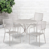 English Elm Commercial Grade Commercial Grade 35.25" Round Indoor-Outdoor Steel Patio Table Set with 4 Square Back Chairs