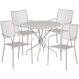 English Elm Commercial Grade Commercial Grade 35.25" Round Indoor-Outdoor Steel Patio Table Set with 4 Square Back Chairs