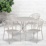 English Elm Commercial Grade Commercial Grade 35.25" Round Indoor-Outdoor Steel Patio Table Set with 4 Round Back Chairs