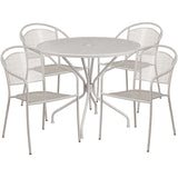 English Elm Commercial Grade Commercial Grade 35.25" Round Indoor-Outdoor Steel Patio Table Set with 4 Round Back Chairs