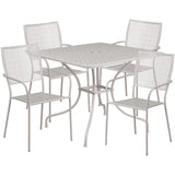 English Elm Commercial Grade Commercial Grade 35.5" Square Indoor-Outdoor Steel Patio Table Set with 4 Square Back Chairs