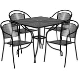 English Elm Commercial Grade Commercial Grade 35.5" Square Indoor-Outdoor Steel Patio Table Set with 4 Round Back Chairs