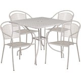 English Elm Commercial Grade Commercial Grade 35.5" Square Indoor-Outdoor Steel Patio Table Set with 4 Round Back Chairs