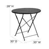 English Elm Commercial Grade Commercial Grade 30" Round Indoor-Outdoor Steel Folding Patio Table