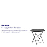 English Elm Commercial Grade Commercial Grade 30" Round Indoor-Outdoor Steel Folding Patio Table