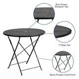 English Elm Commercial Grade Commercial Grade 30" Round Indoor-Outdoor Steel Folding Patio Table