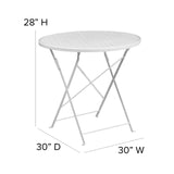 English Elm Commercial Grade Commercial Grade 30" Round Indoor-Outdoor Steel Folding Patio Table