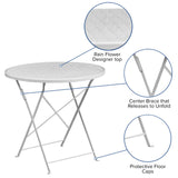 English Elm Commercial Grade Commercial Grade 30" Round Indoor-Outdoor Steel Folding Patio Table