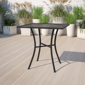 English Elm Commercial Grade Commercial Grade 28" Square Indoor-Outdoor Steel Patio Table