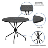 English Elm Commercial Grade Commercial Grade 35.25" Round Indoor-Outdoor Steel Patio Table with Umbrella Hole