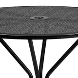 English Elm Commercial Grade Commercial Grade 35.25" Round Indoor-Outdoor Steel Patio Table with Umbrella Hole