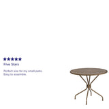 English Elm Commercial Grade Commercial Grade 35.25" Round Indoor-Outdoor Steel Patio Table with Umbrella Hole