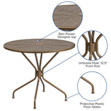 English Elm Commercial Grade Commercial Grade 35.25" Round Indoor-Outdoor Steel Patio Table with Umbrella Hole