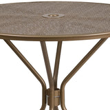 English Elm Commercial Grade Commercial Grade 35.25" Round Indoor-Outdoor Steel Patio Table with Umbrella Hole