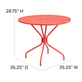 English Elm Commercial Grade Commercial Grade 35.25" Round Indoor-Outdoor Steel Patio Table with Umbrella Hole