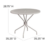 English Elm Commercial Grade Commercial Grade 35.25" Round Indoor-Outdoor Steel Patio Table with Umbrella Hole