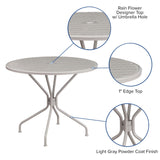 English Elm Commercial Grade Commercial Grade 35.25" Round Indoor-Outdoor Steel Patio Table with Umbrella Hole