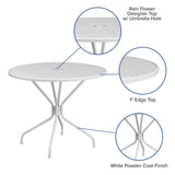 English Elm Commercial Grade Commercial Grade 35.25" Round Indoor-Outdoor Steel Patio Table with Umbrella Hole