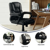 English Elm Commercial Grade Big & Tall 400 lb. Rated LeatherSoft Swivel Office Chair with Padded Arms