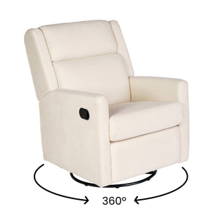 English Elm Swivel Glider Rocker Recliner Chair, Manual 360 Degree Swivel Recliner Perfect for Living Room, Bedroom, or Nursery in Upholstery