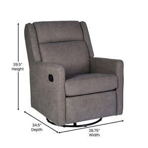 English Elm Swivel Glider Rocker Recliner Chair, Manual 360 Degree Swivel Recliner Perfect for Living Room, Bedroom, or Nursery in Upholstery