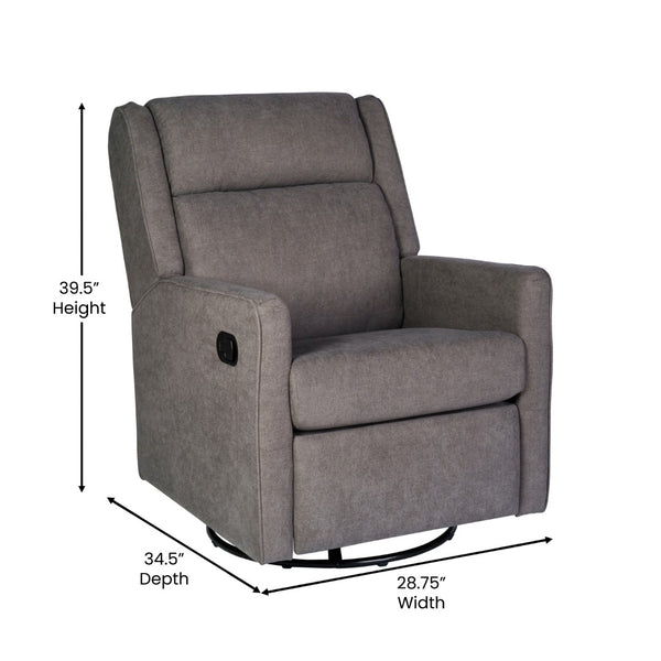 English Elm Swivel Glider Rocker Recliner Chair, Manual 360 Degree Swivel Recliner Perfect for Living Room, Bedroom, or Nursery in Upholstery