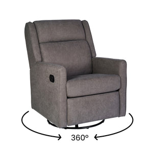 English Elm Swivel Glider Rocker Recliner Chair, Manual 360 Degree Swivel Recliner Perfect for Living Room, Bedroom, or Nursery in Upholstery