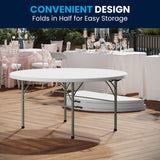 5ft Round Bi-Fold Plastic Folding Table - Commercial-Grade and Portable